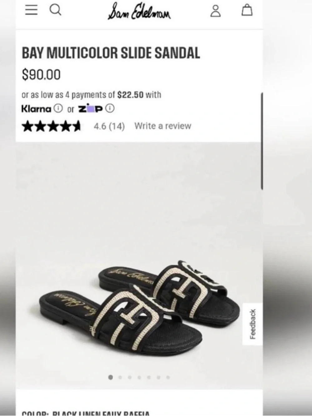 Sam Edelman Black and Natural Bay Multicolor Slide Sandal - Picture 3 of 4